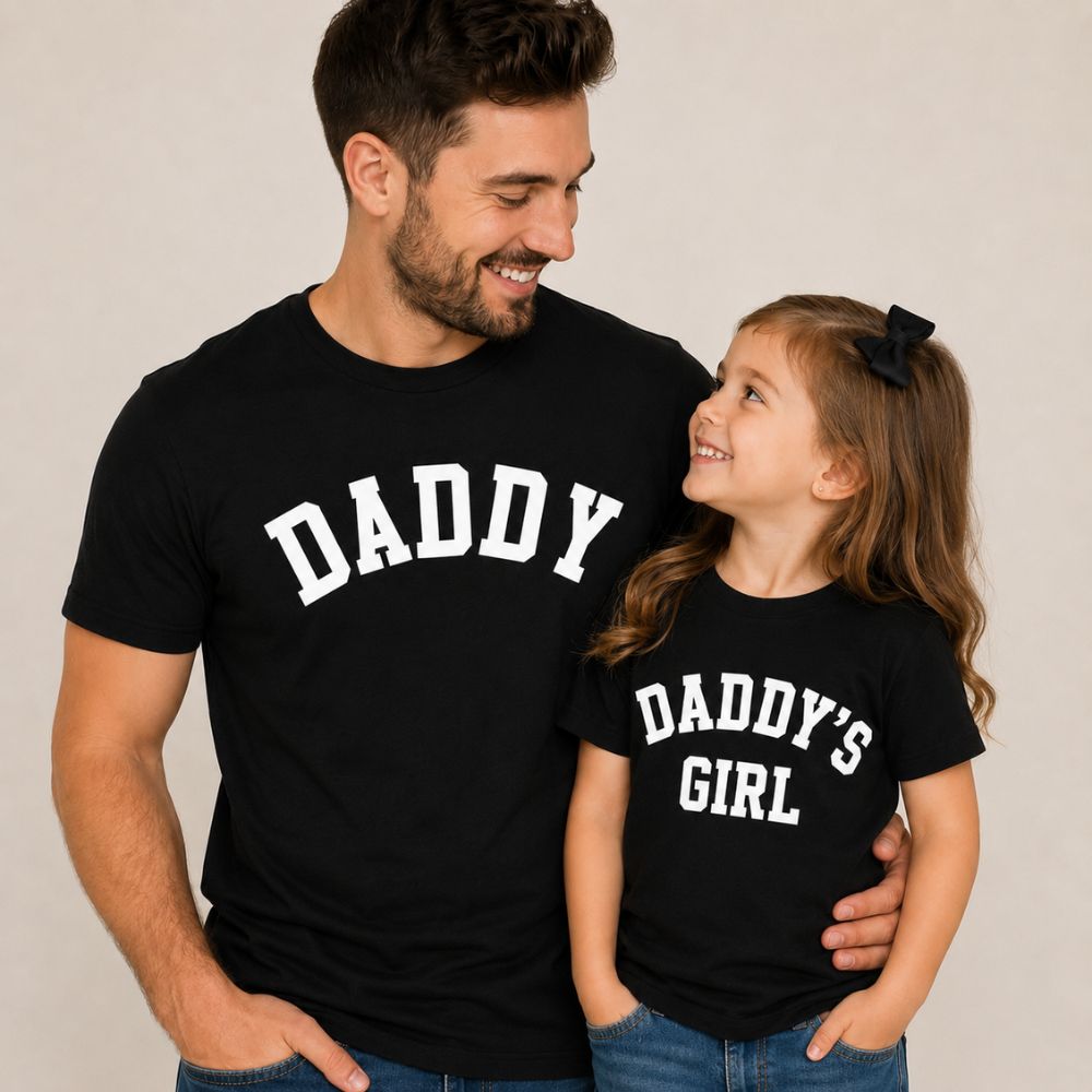 Daddy & Daddy's Girl College Black Matching T-Shirts