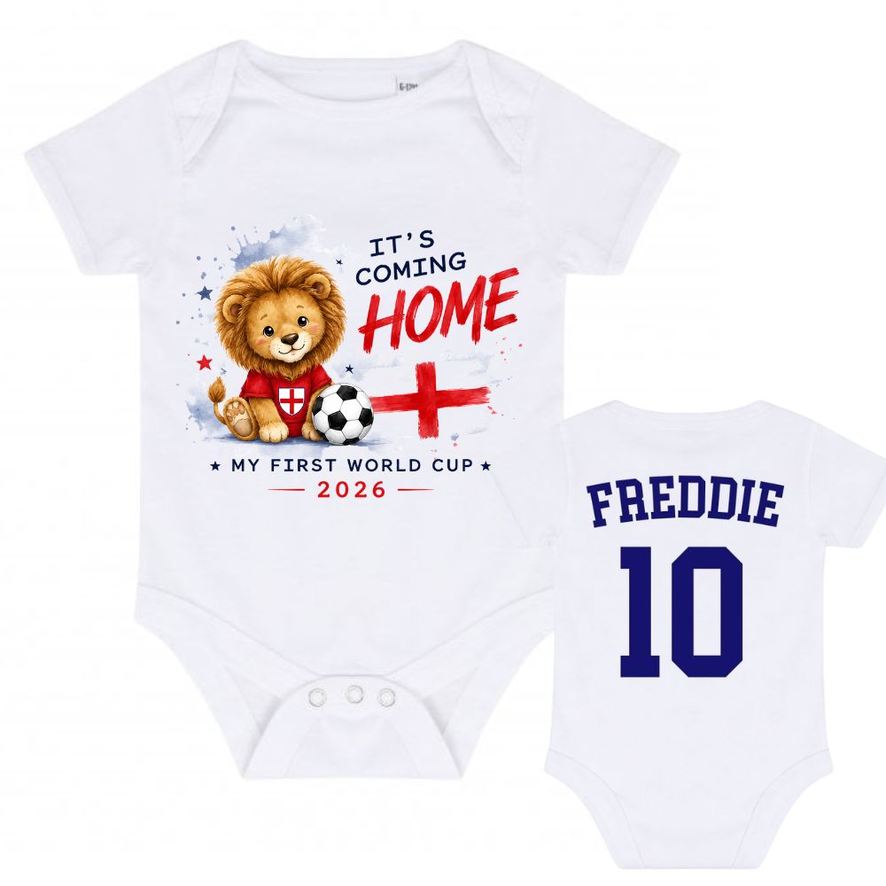 England It's Coming Home Personalised Baby Bodysuit Vest