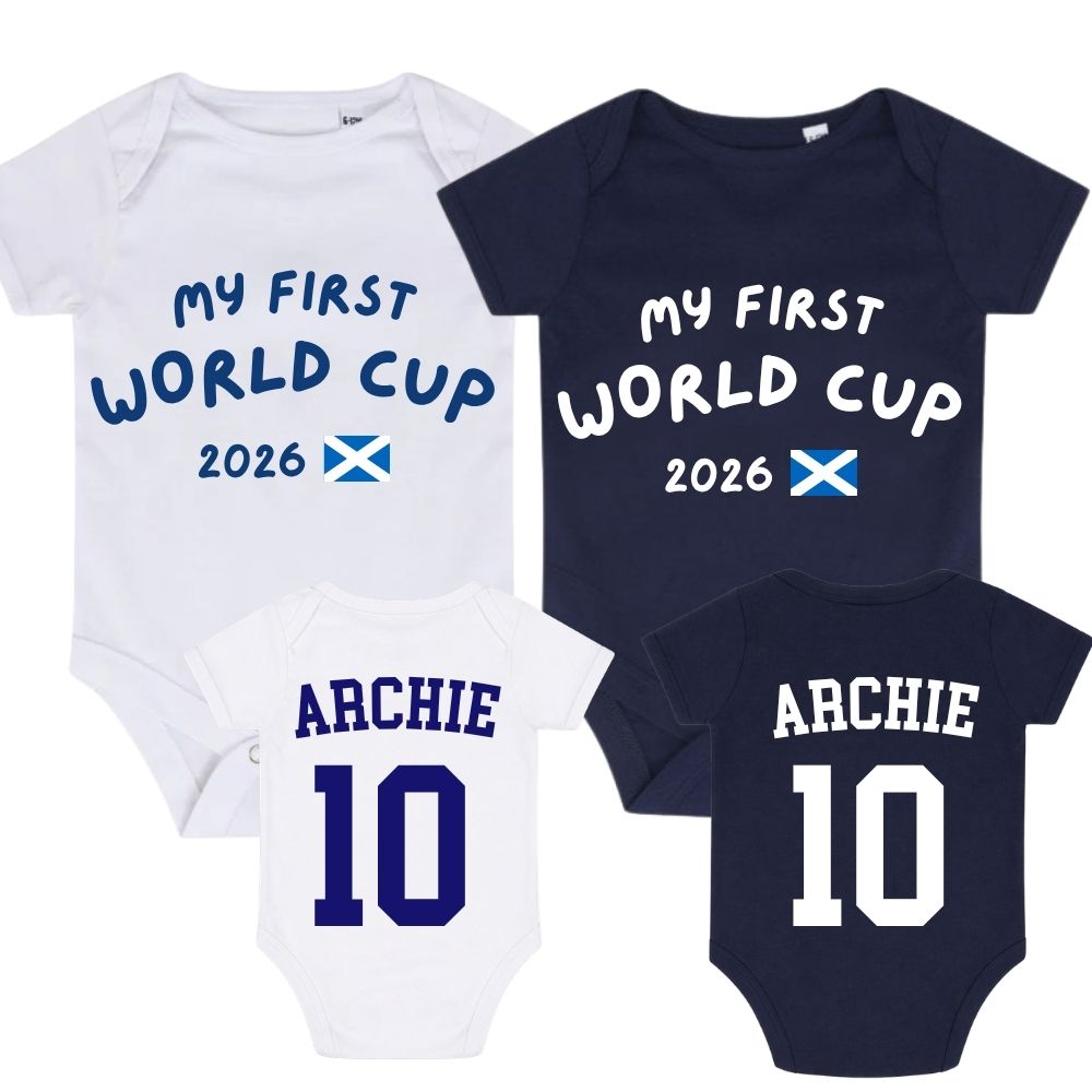 Scotland 2 Pack Kit My First World Cup Personalised Baby Bodysuit Set