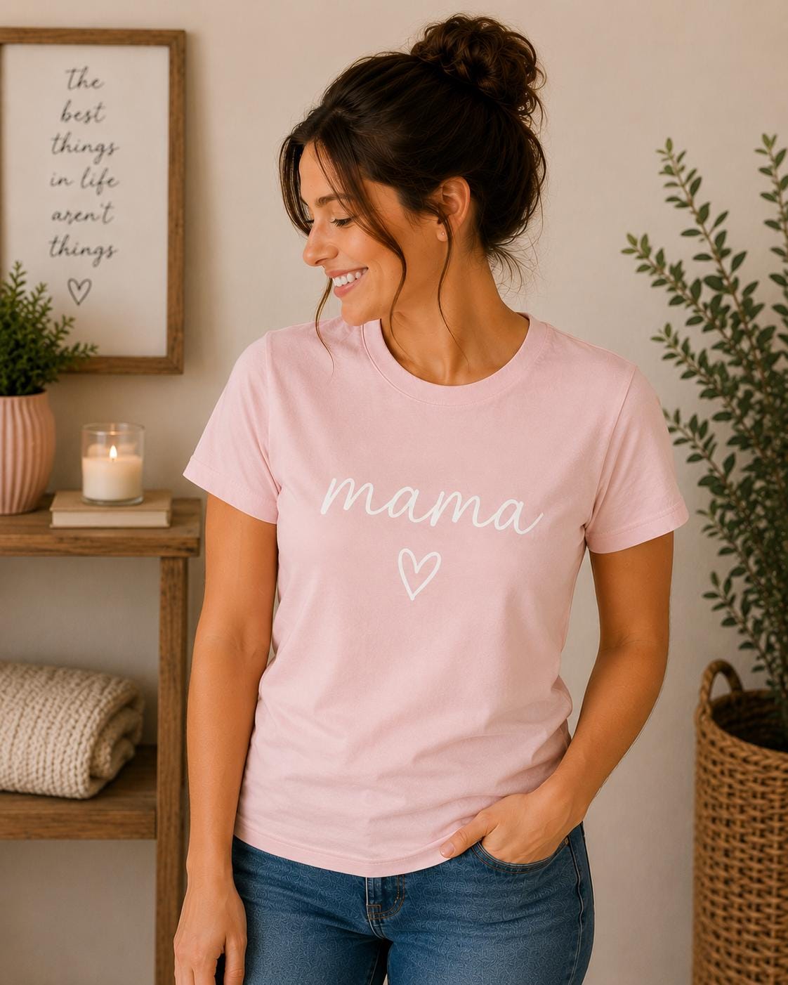 Mama & Little Love T-Shirts Family Matching Tops Baby Pink