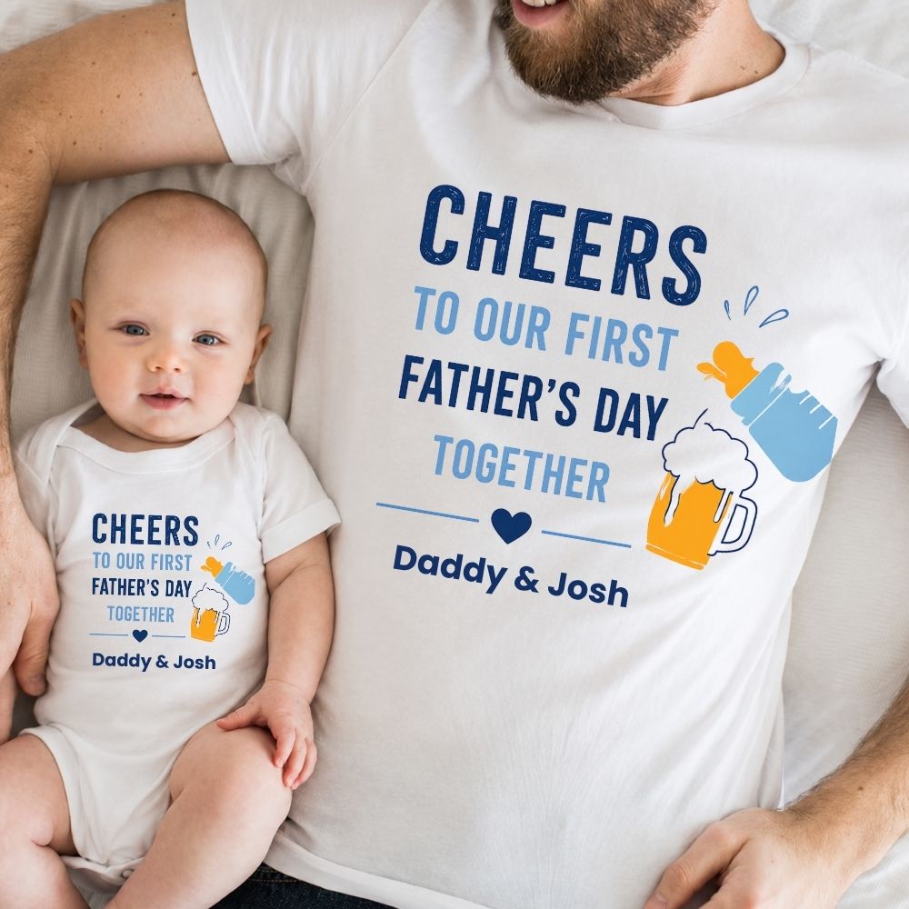Cheers to Father's Day Dad & Baby Matching Tee & Bodysuit