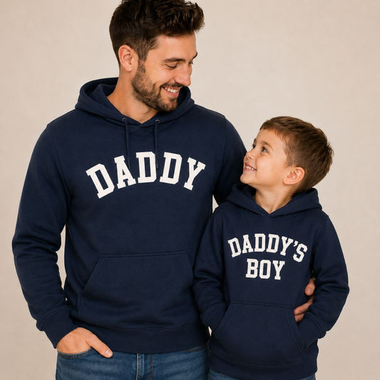Daddy & Daddy's Boy College Navy Matching Hoodies
