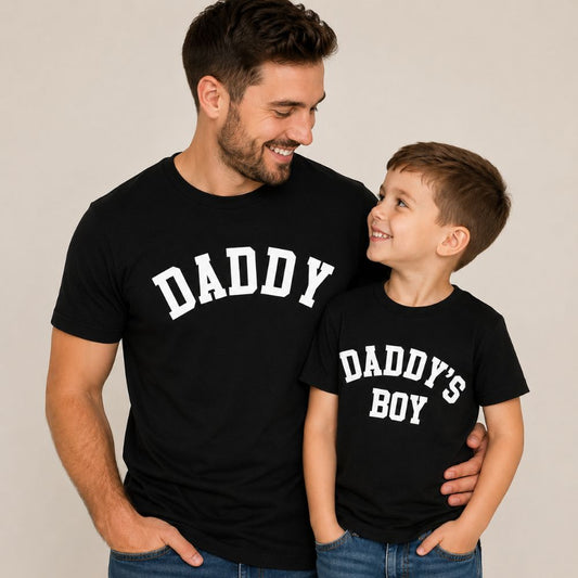 Daddy & Daddy's Boy College Black/White Matching T-Shirts