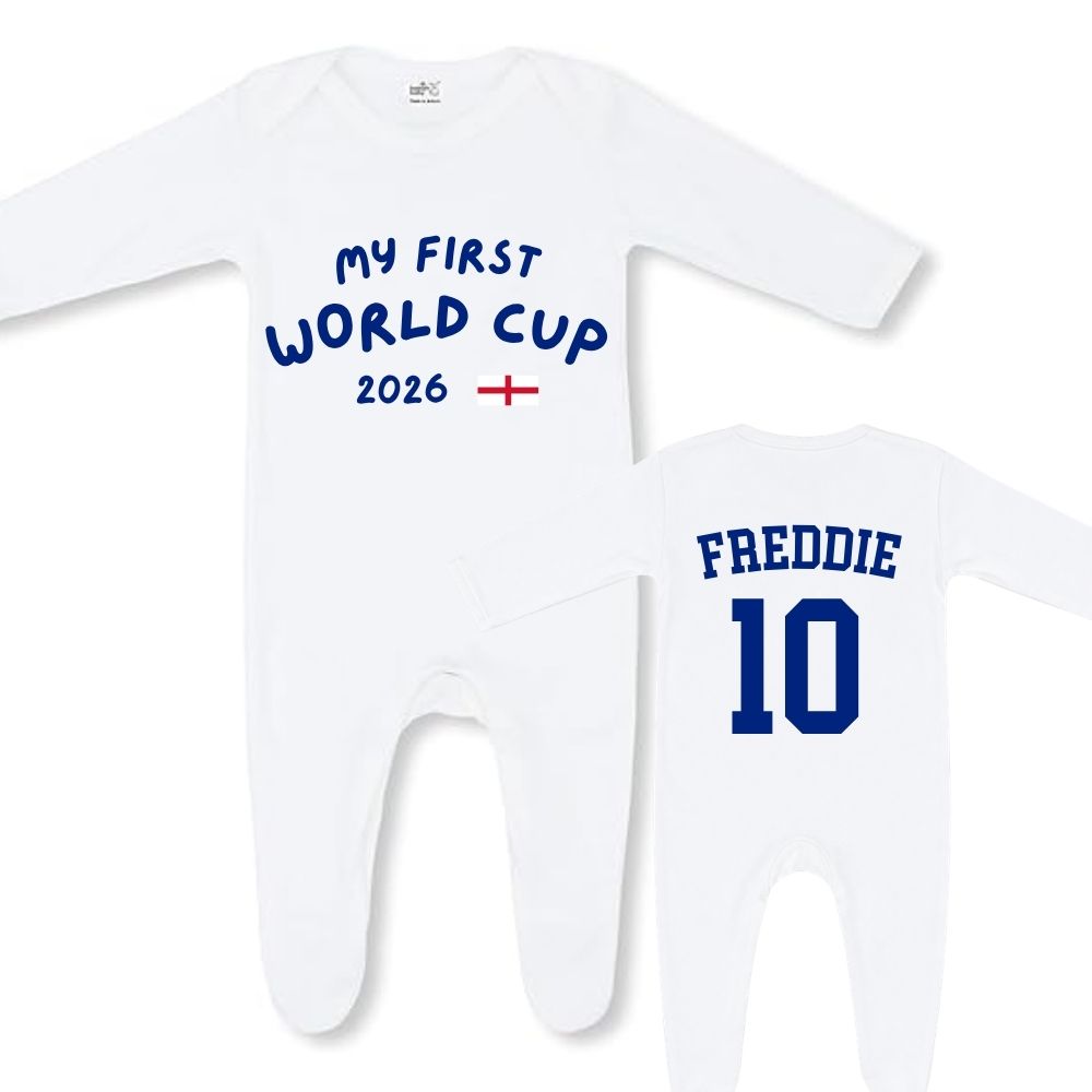 England Knockout My First World Cup Personalised Baby Sleepsuit