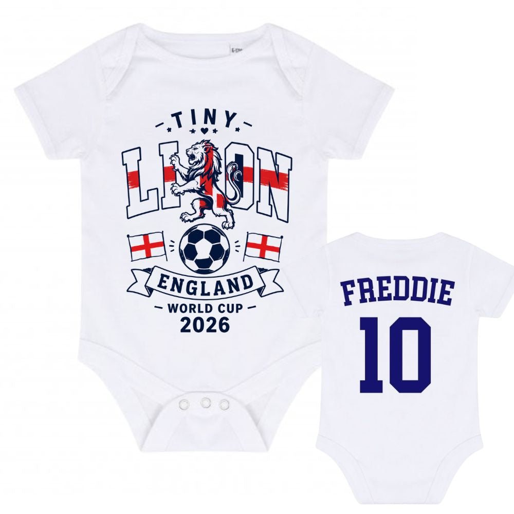 England Tiny Lion Personalised Baby Bodysuit Vest