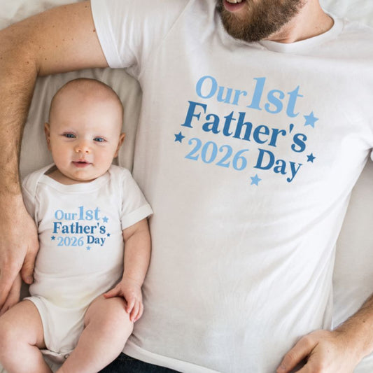 Our First Father's Day 2026 Matching T-Shirt & Bodysuit White