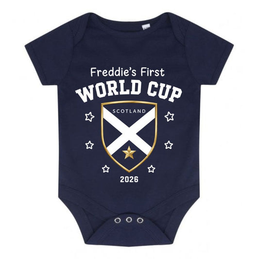 Scotland Shield First World Cup Personalised Baby Bodysuit