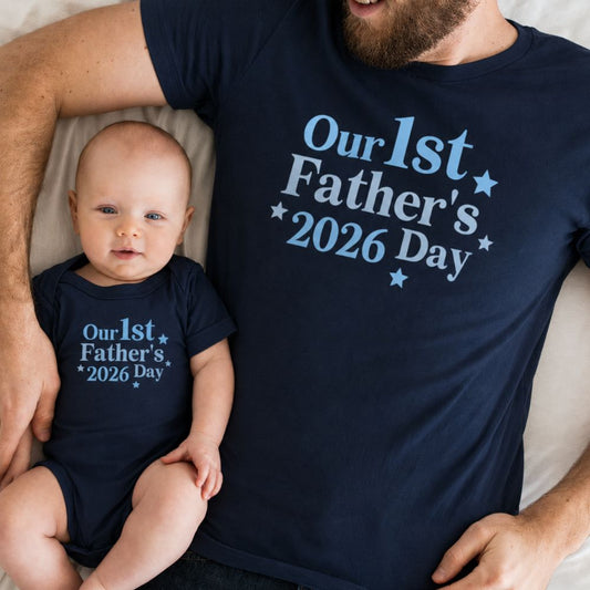 Our First Father's Day 2026 Matching T-Shirt & Bodysuit Navy
