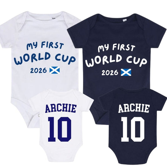Scotland 2 Pack Kit My First World Cup Personalised Baby Bodysuit Set
