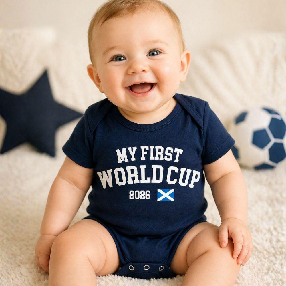 2 Pack Scotland My First World Cup Baby Bodysuit Vest White & Navy Set