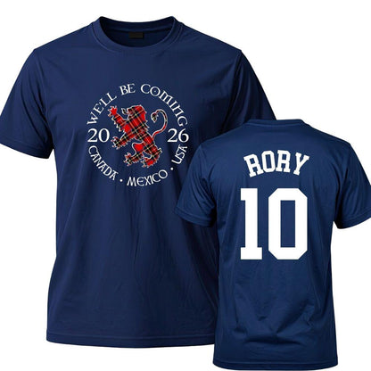 Personalised Scotland We'll Be Coming Lion T-Shirt Navy