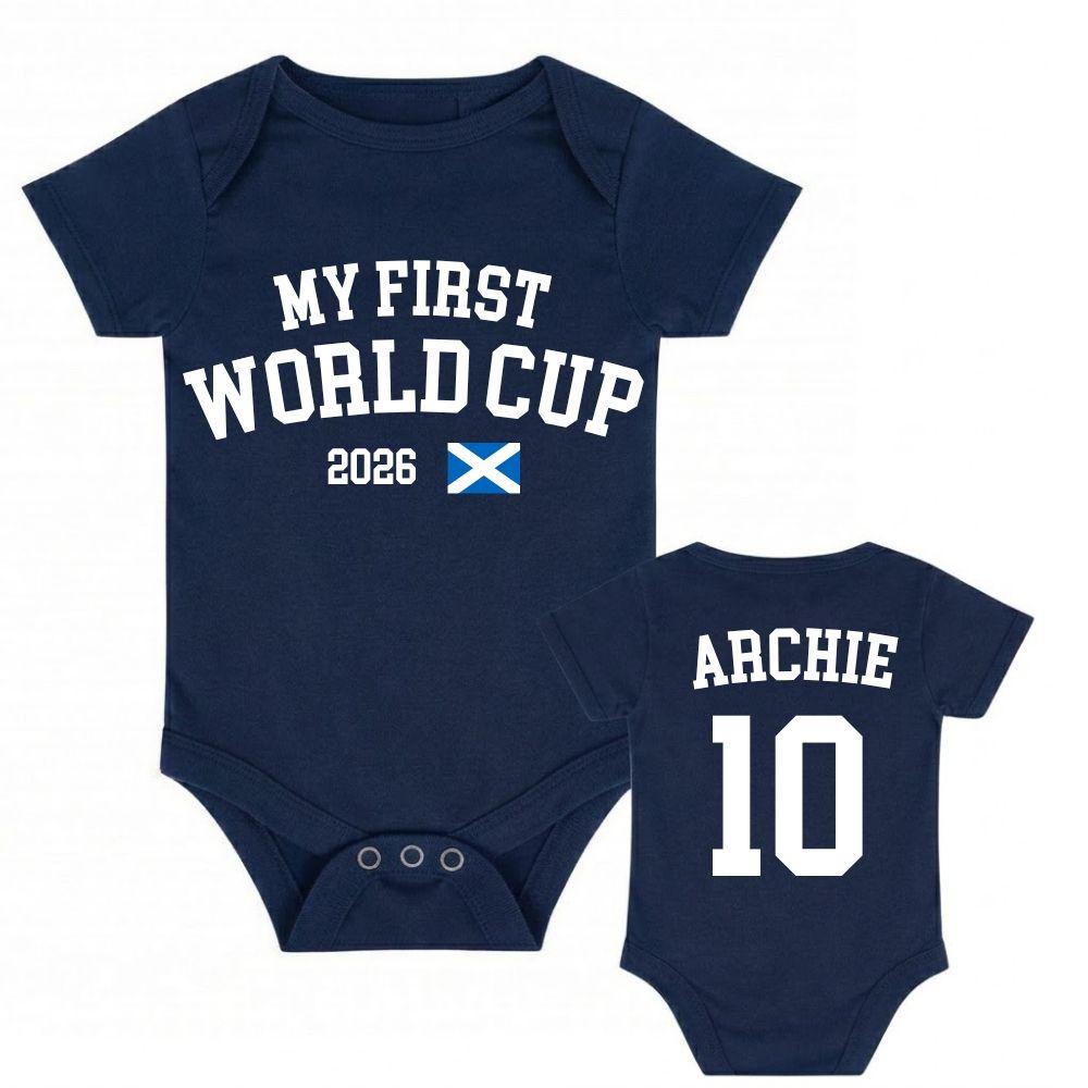 2 Pack Scotland My First World Cup Baby Bodysuit Vest White & Navy Set