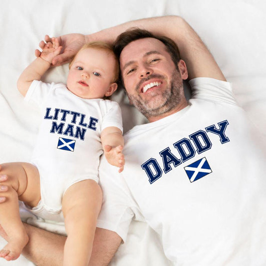 Scotland Daddy and Little Man Matching Football T-shirt & Baby Vest