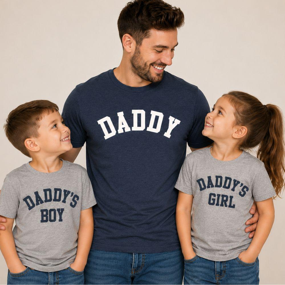 Daddy & Daddy's Boy and Girl College Matching T-Shirts, Fathers Day Gifts