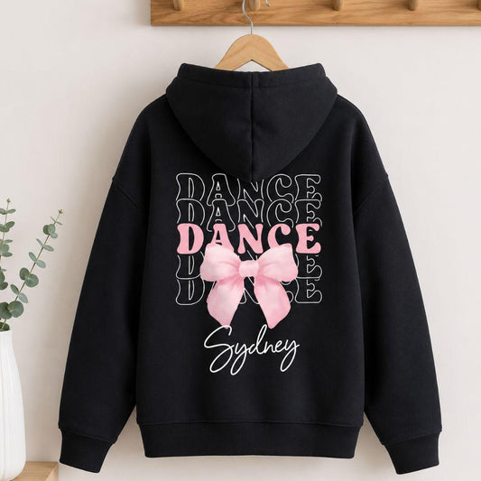 Dance Personalised Coquette Bows Kids Hoodie Dance Class, Show Uniform