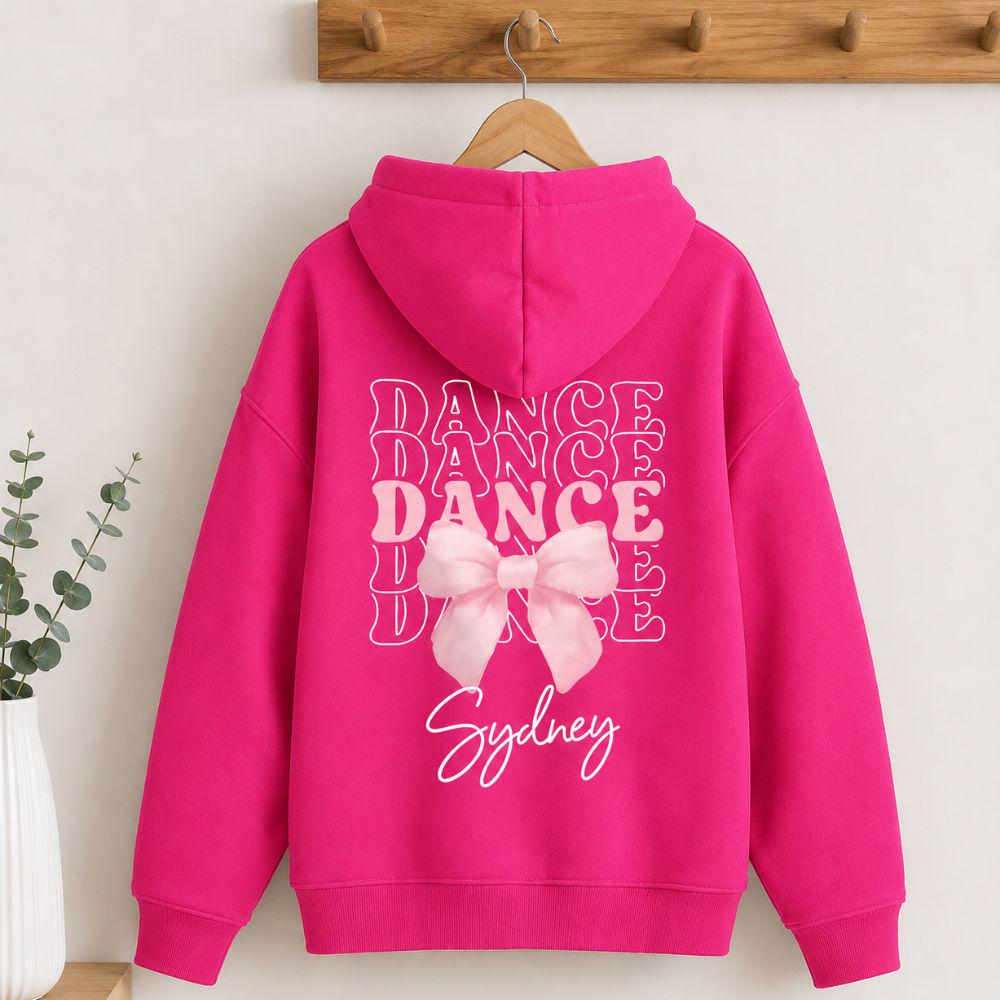 Dance Personalised Coquette Bows Kids Hoodie Dance Class, Show Uniform