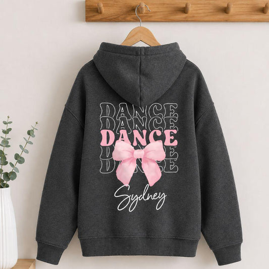 Dance Personalised Coquette Bows Kids Hoodie Dance Class, Show Uniform