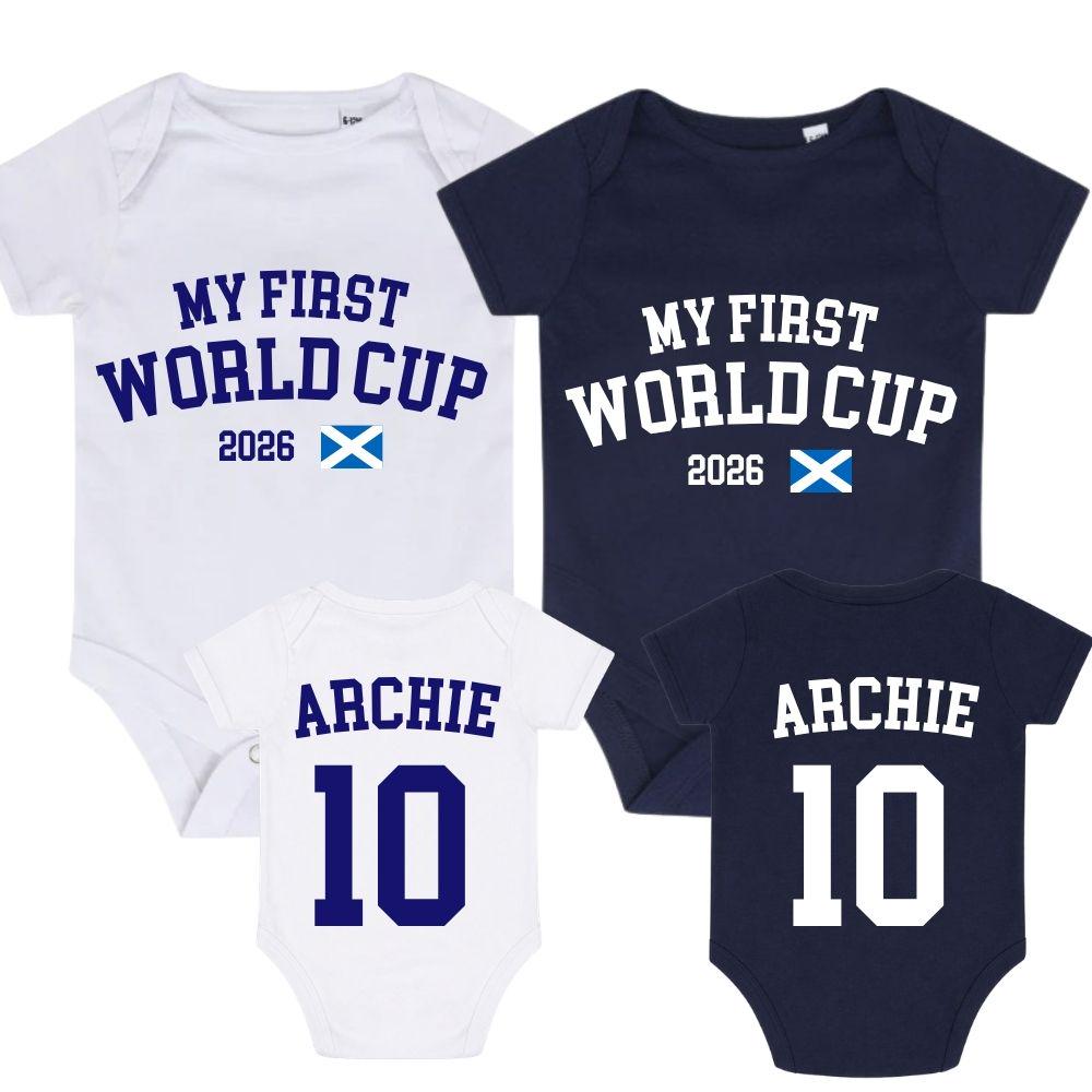 2 Pack Scotland My First World Cup Baby Bodysuit Vest White & Navy Set