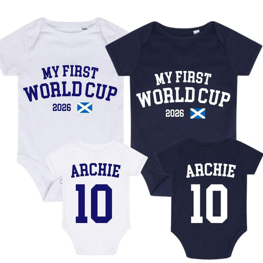 2 Pack Scotland My First World Cup Baby Bodysuit Vest White & Navy Set