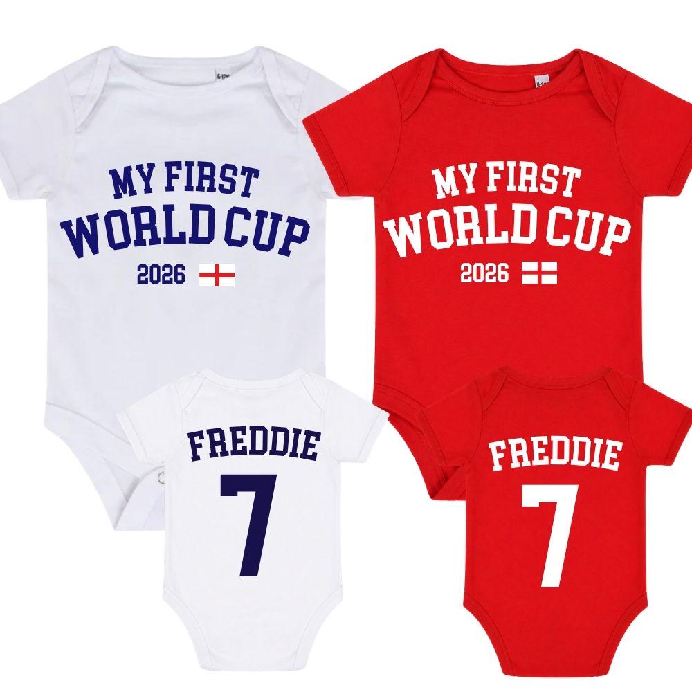 2 Pack England My First World Cup Baby Bodysuit Vest Set