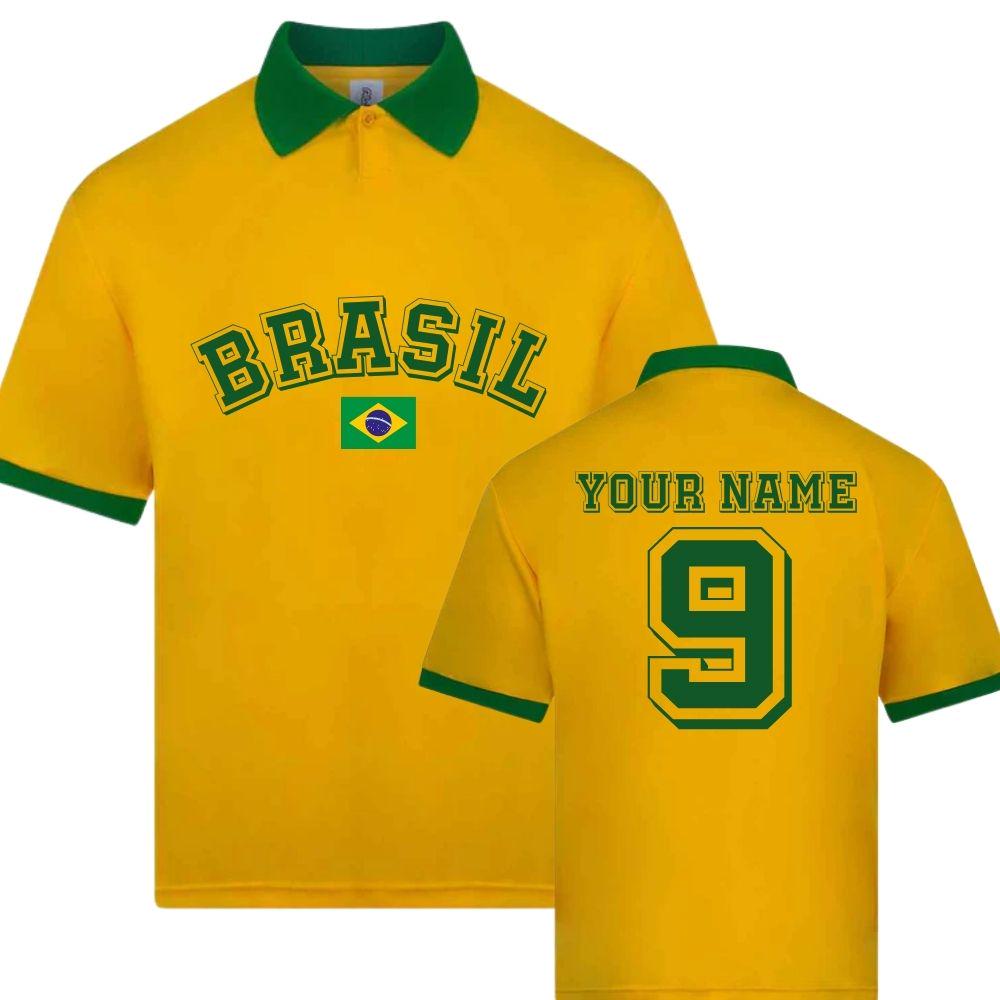 Brasil Retro Style Nostalgia Personalised World Cup Brazil Jersey
