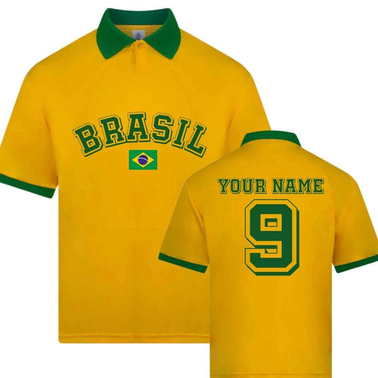 Brasil Retro Style Nostalgia Personalised World Cup Brazil Jersey