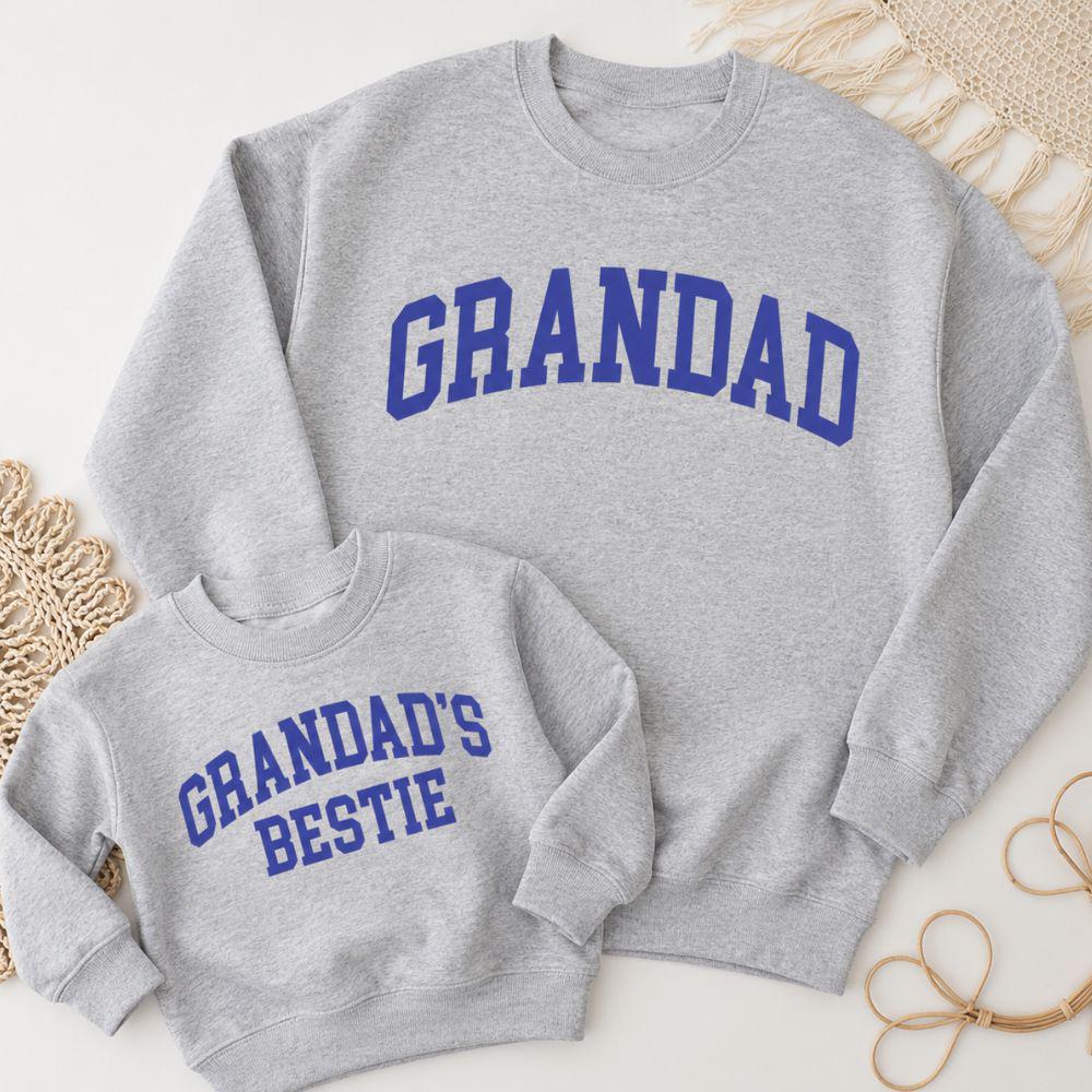 Grandad & Grandad's Bestie Grandpa, Papa, Grandson, Granddaughter Matching Navy Sweatshirts