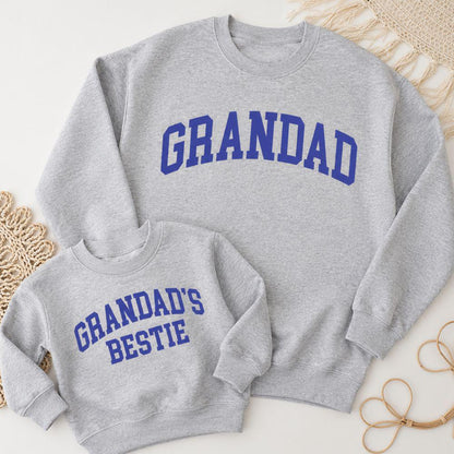 Grandad & Grandad's Bestie Grandpa, Papa, Grandson, Granddaughter Matching Navy Sweatshirts
