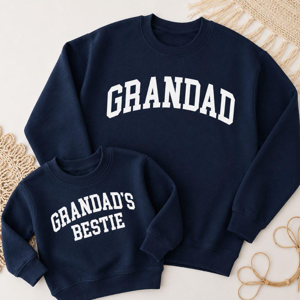Grandad & Grandad's Bestie Grandpa, Papa, Grandson, Granddaughter Matching Navy Sweatshirts