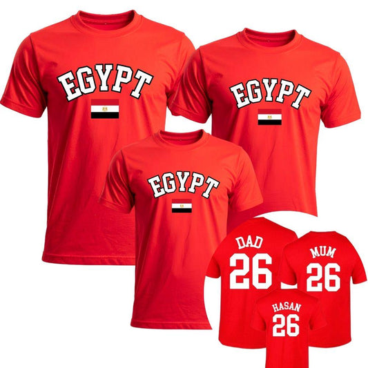 Egypt Stadium Personalised Family Red T-Shirts World Cup 2026
