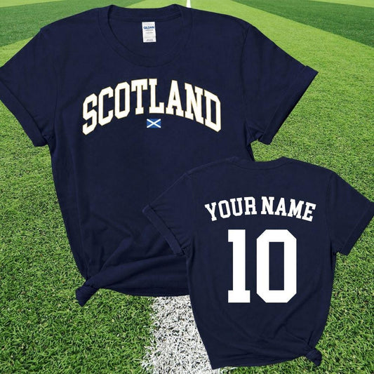 Scotland Stadium Personalised T-Shirt World Cup Adults and Kids Sizes Navy