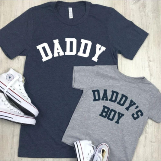 Daddy & Daddy's Boy College Matching T-Shirts, Fathers Day Gifts, Dad and Son