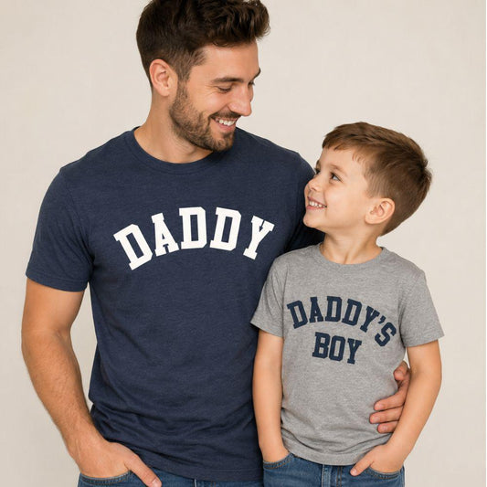 Daddy & Daddy's Boy College Matching T-Shirts, Fathers Day Gifts, Dad and Son