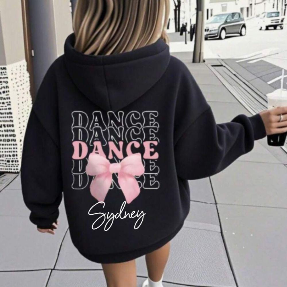 Dance Personalised Coquette Bows Kids Hoodie Dance Class, Show Uniform