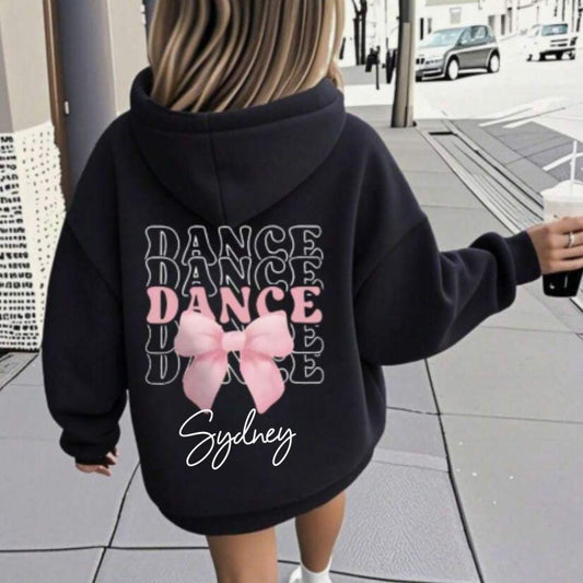 Dance Personalised Coquette Bows Kids Hoodie Dance Class, Show Uniform