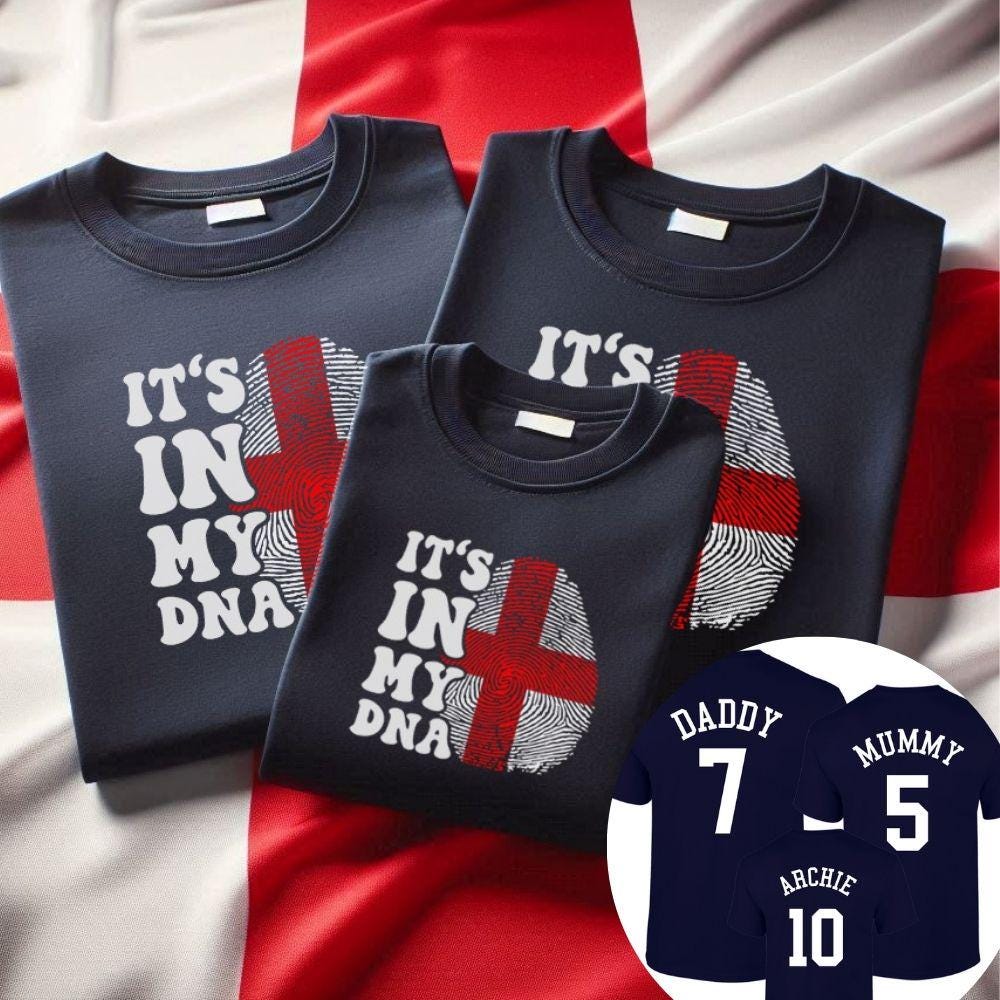 England In My DNA Personalised Shirts | World Cup 2026 | Custom Name | Adults & Kids Tee